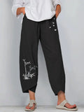 Vintage Print Wide Leg Pants