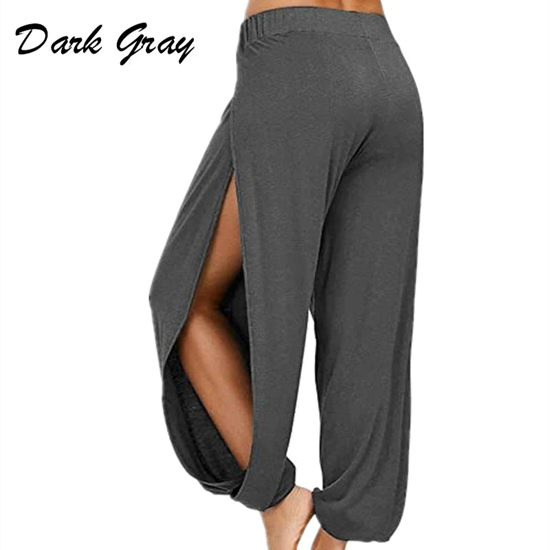 High-Waisted Slit Wide-Leg Pants