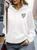 Heart Print Oversized Hoodie
