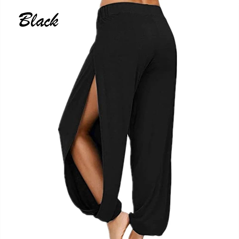 High-Waisted Slit Wide-Leg Pants