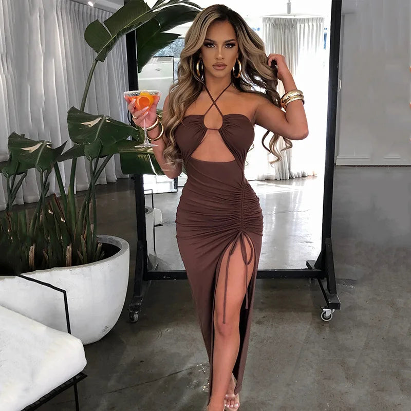 Chic Sleeveless Backless Midi Party Dress