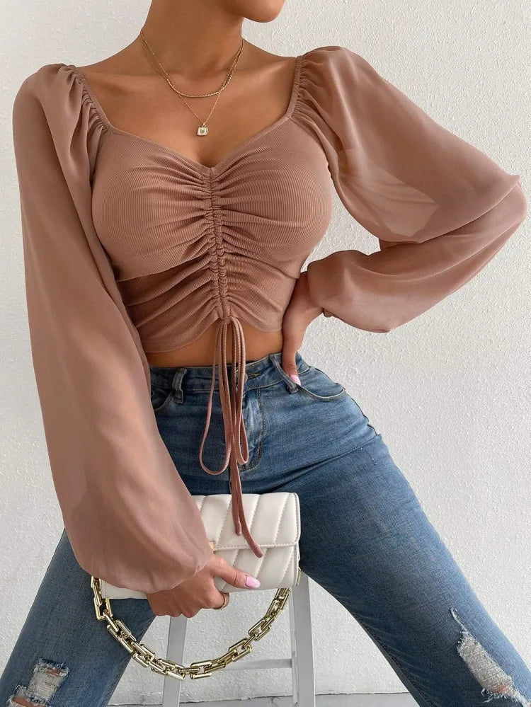 Light & Breezy Puff Sleeve Crop Top