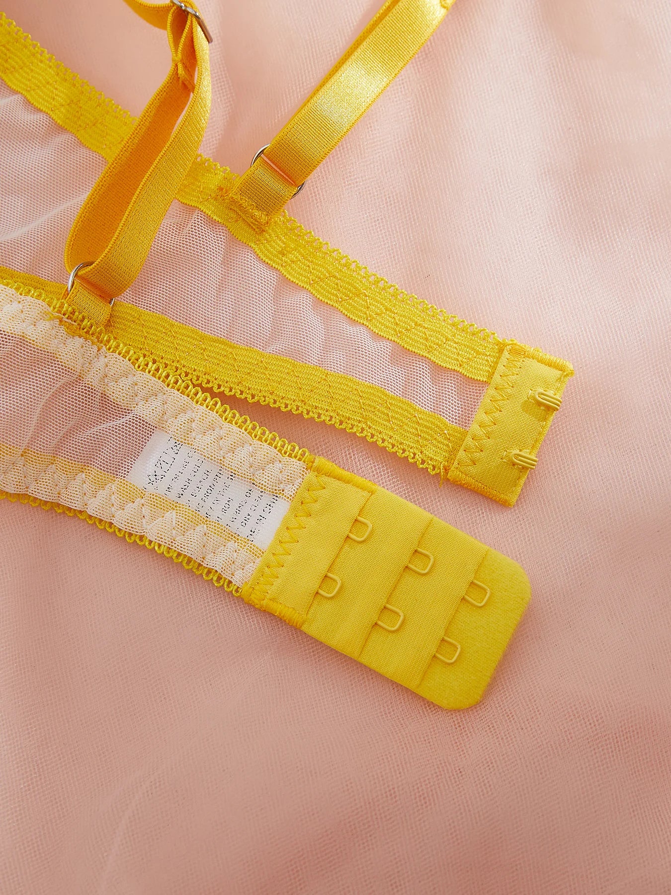 ellow Daisy Embroidered Lingerie Set