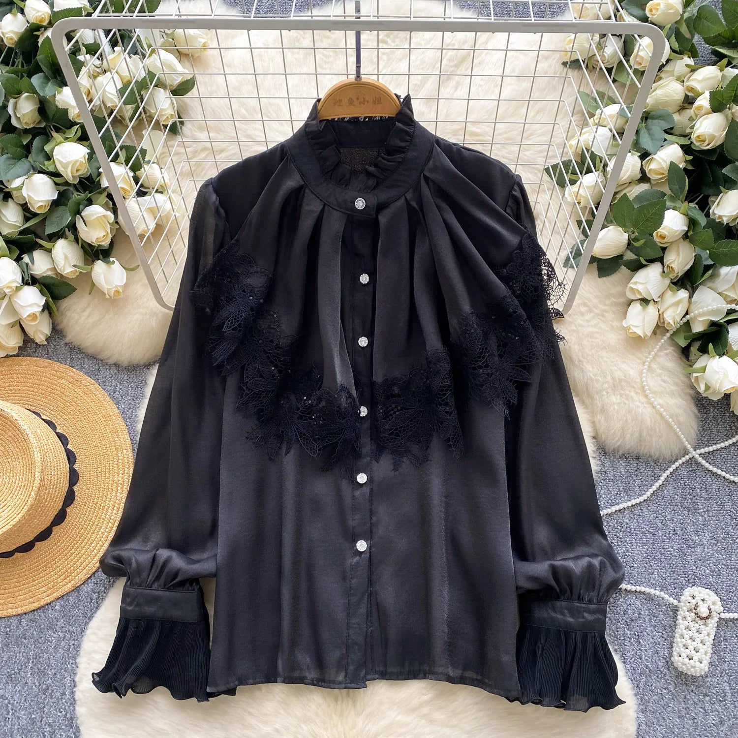 Stylish Round-Neck Lace Top