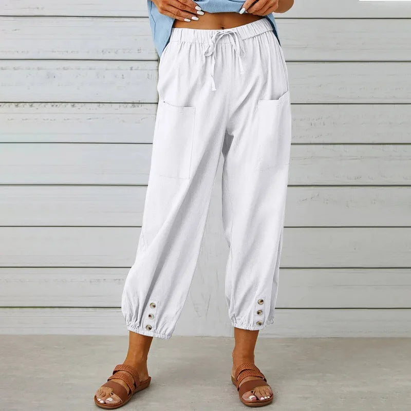 Cotton Linen Wide Leg Pants