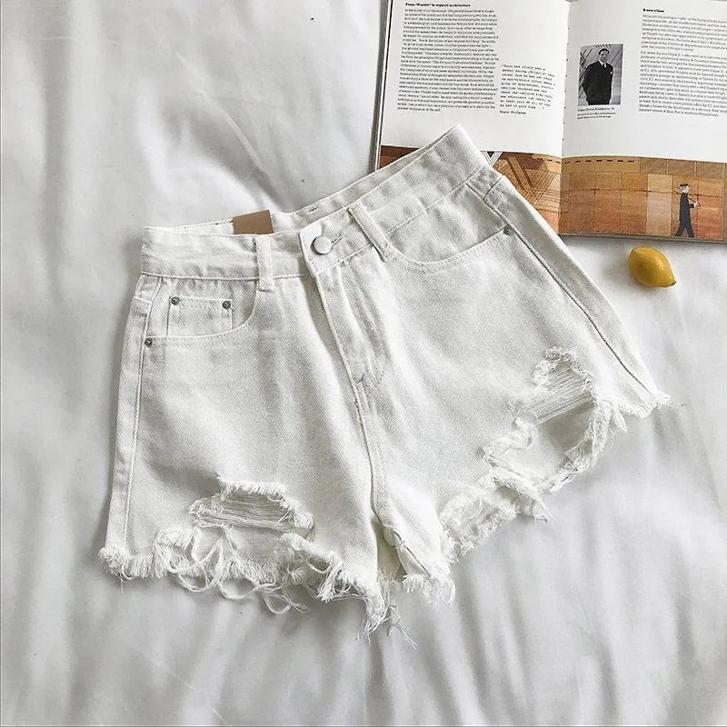 Chic High-Waist Ripped Denim Shorts