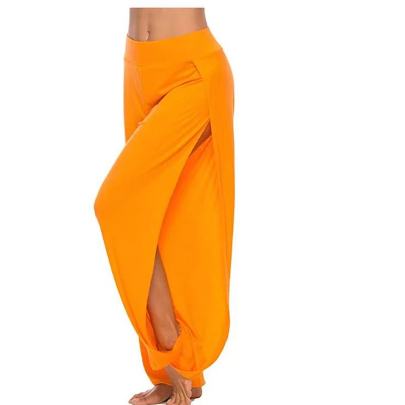 High-Waisted Slit Wide-Leg Pants