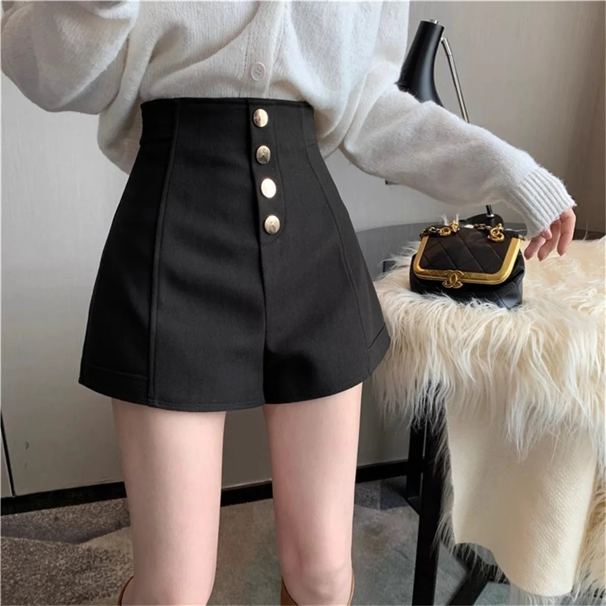 Vintage High-Waist A-Line Shorts