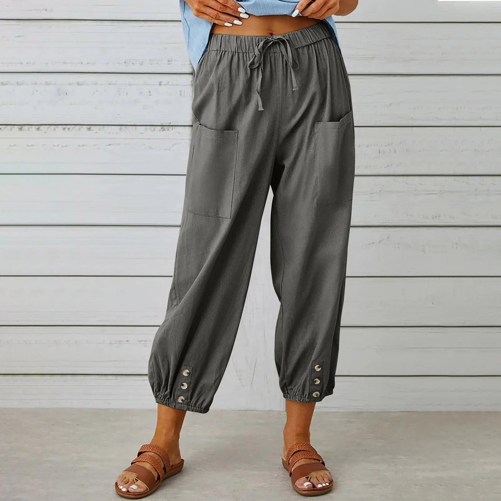 Cotton Linen Wide Leg Pants