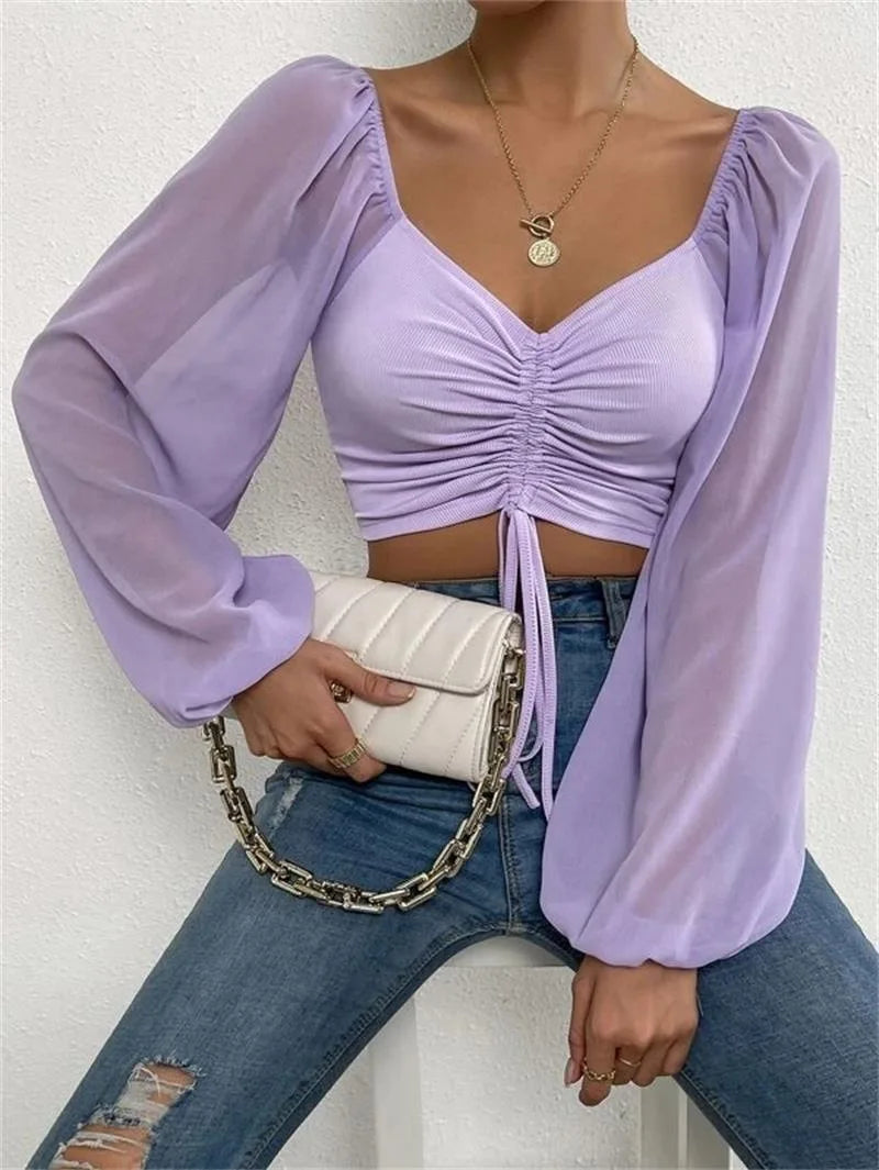 Light & Breezy Puff Sleeve Crop Top