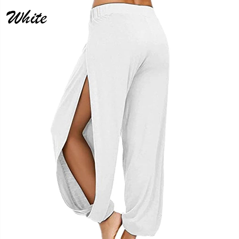 High-Waisted Slit Wide-Leg Pants