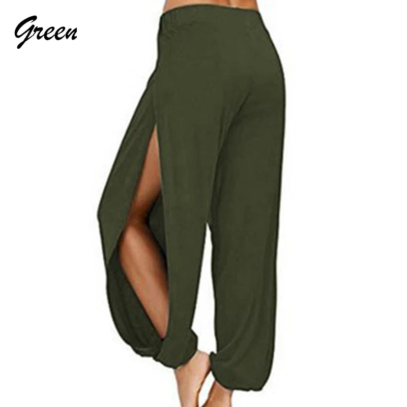High-Waisted Slit Wide-Leg Pants