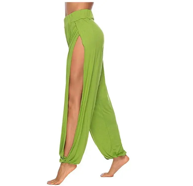 High-Waisted Slit Wide-Leg Pants
