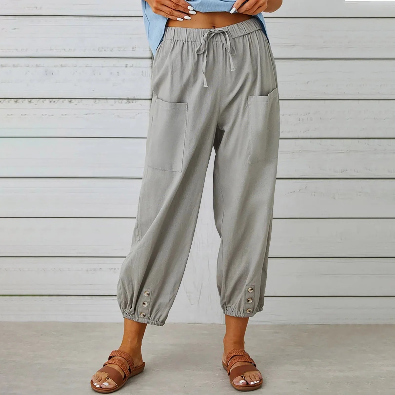 Cotton Linen Wide Leg Pants