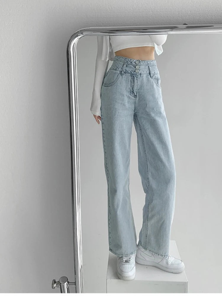High Waist Straight Leg Jeans