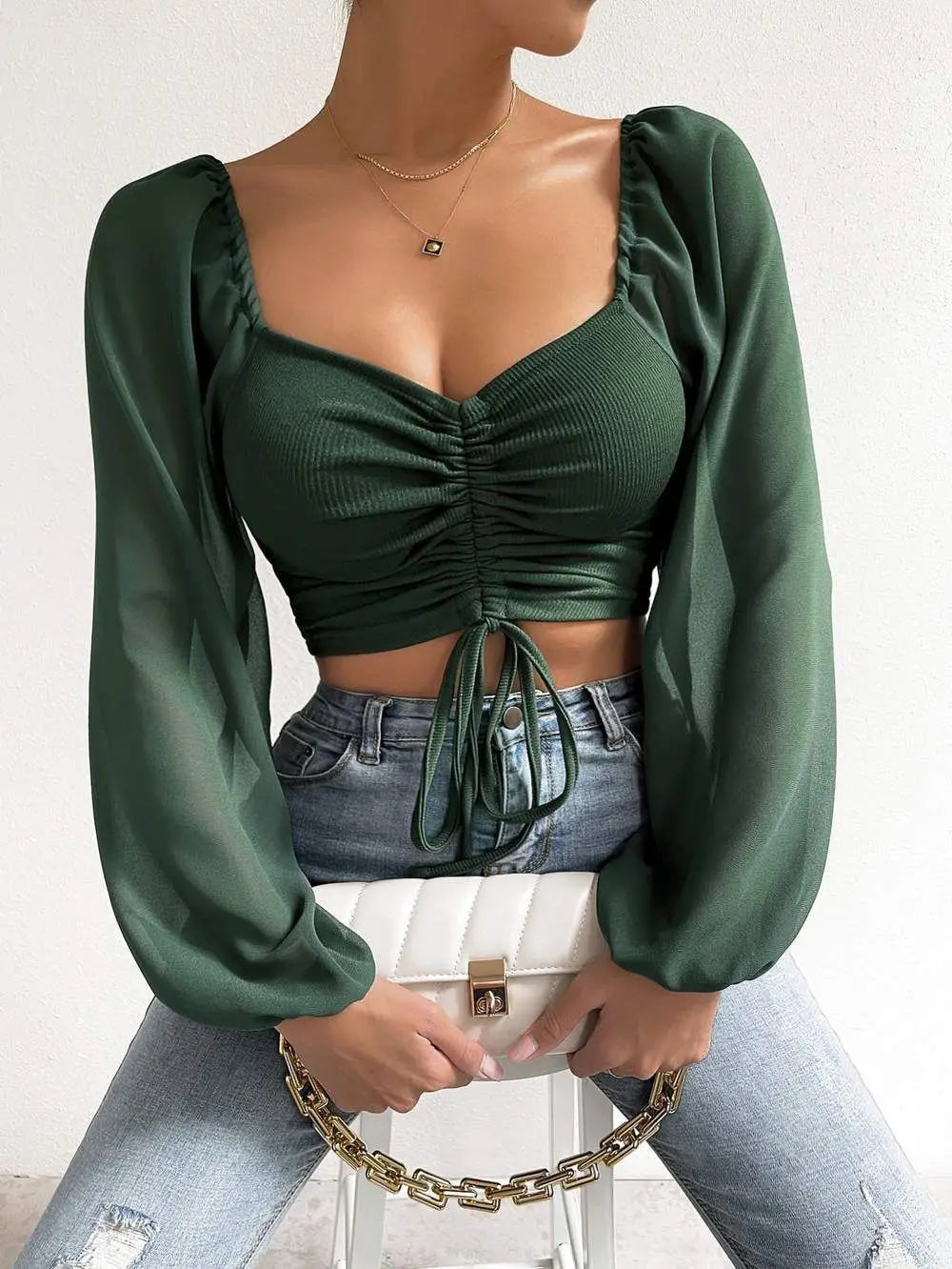 Light & Breezy Puff Sleeve Crop Top
