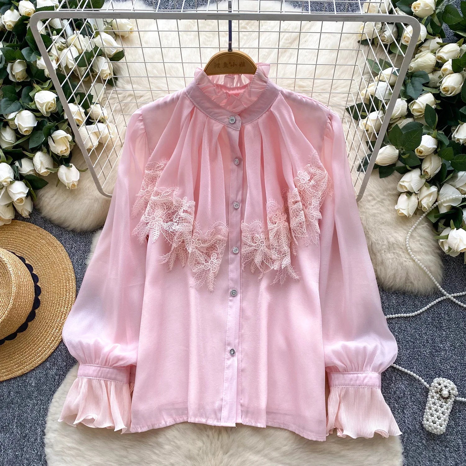 Stylish Round-Neck Lace Top