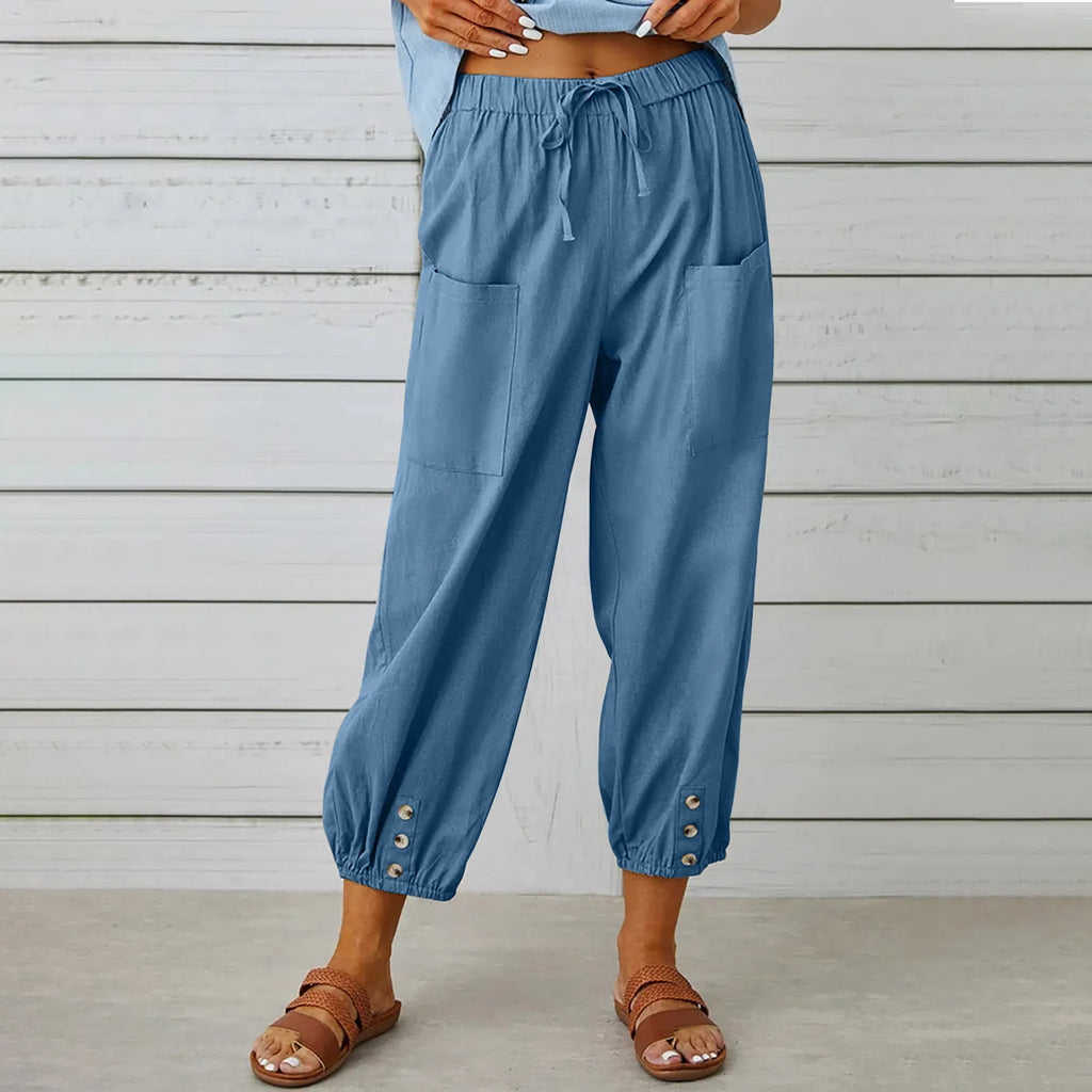 Cotton Linen Wide Leg Pants