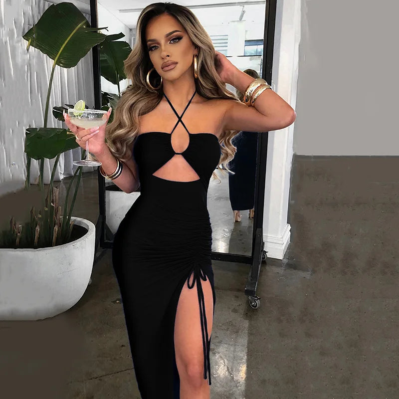 Chic Sleeveless Backless Midi Party Dress