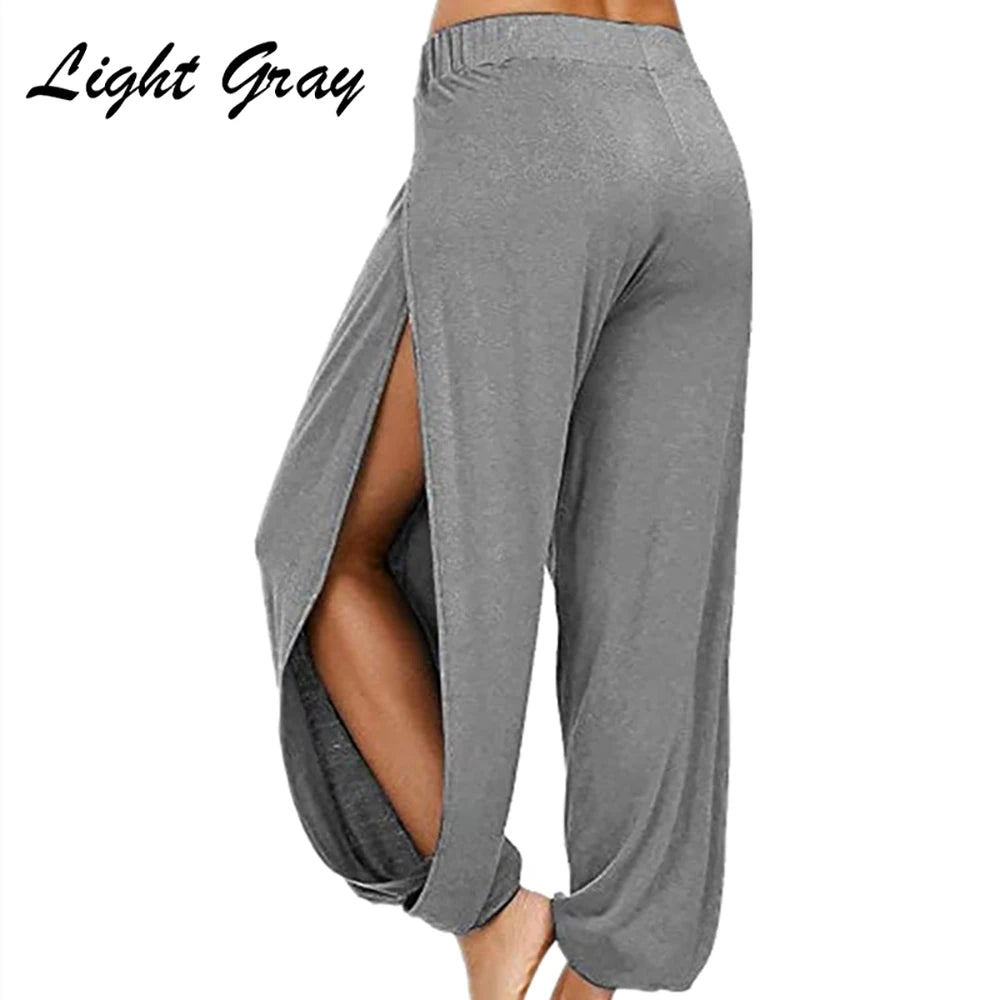 High-Waisted Slit Wide-Leg Pants
