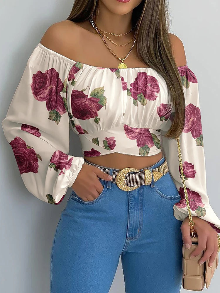 Elegant Off-Shoulder Bow Crop Top