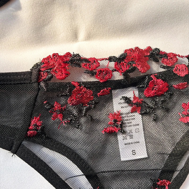 Floral Embroidered Bra & Panties Set