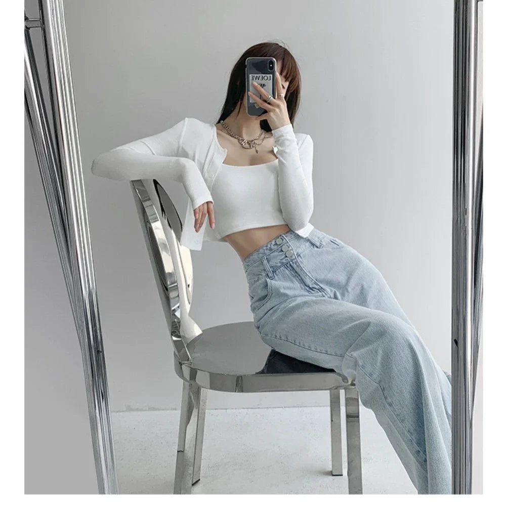 High Waist Straight Leg Jeans
