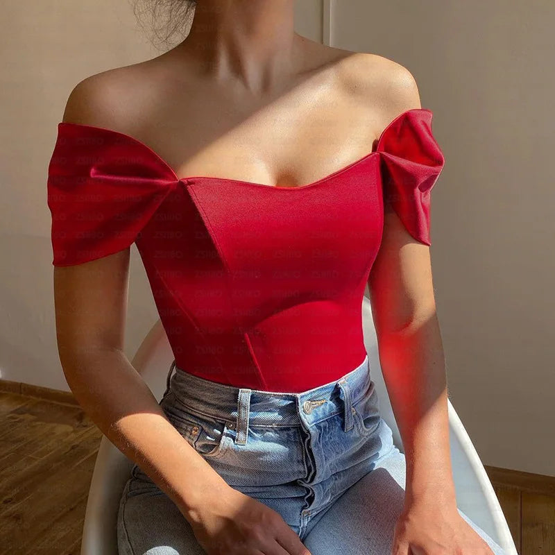 Elegant Off-Shoulder Corset Tank Top