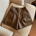 Elegant  Leather High-Waist Shorts