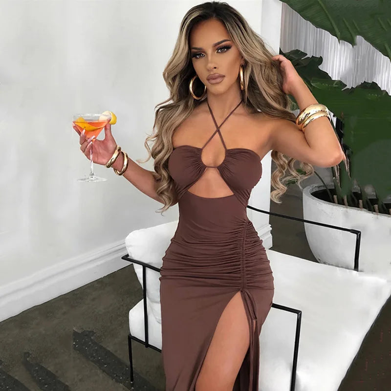 Chic Sleeveless Backless Midi Party Dress