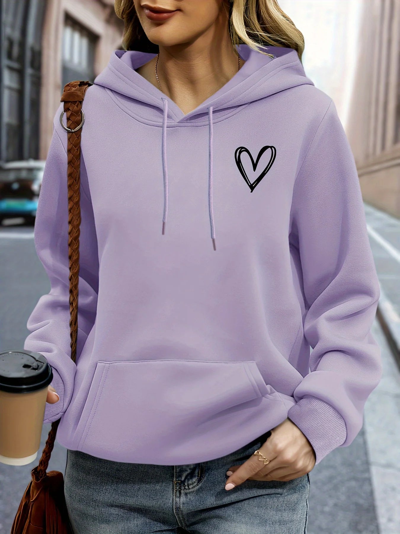 Heart Print Oversized Hoodie