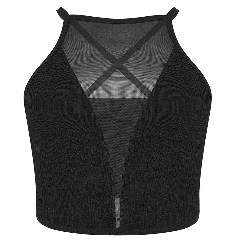 Wine/Black Ribbed Camisole Crop Top
