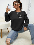 Smiling Face Printed Women’s O-Neck Sweatshirt