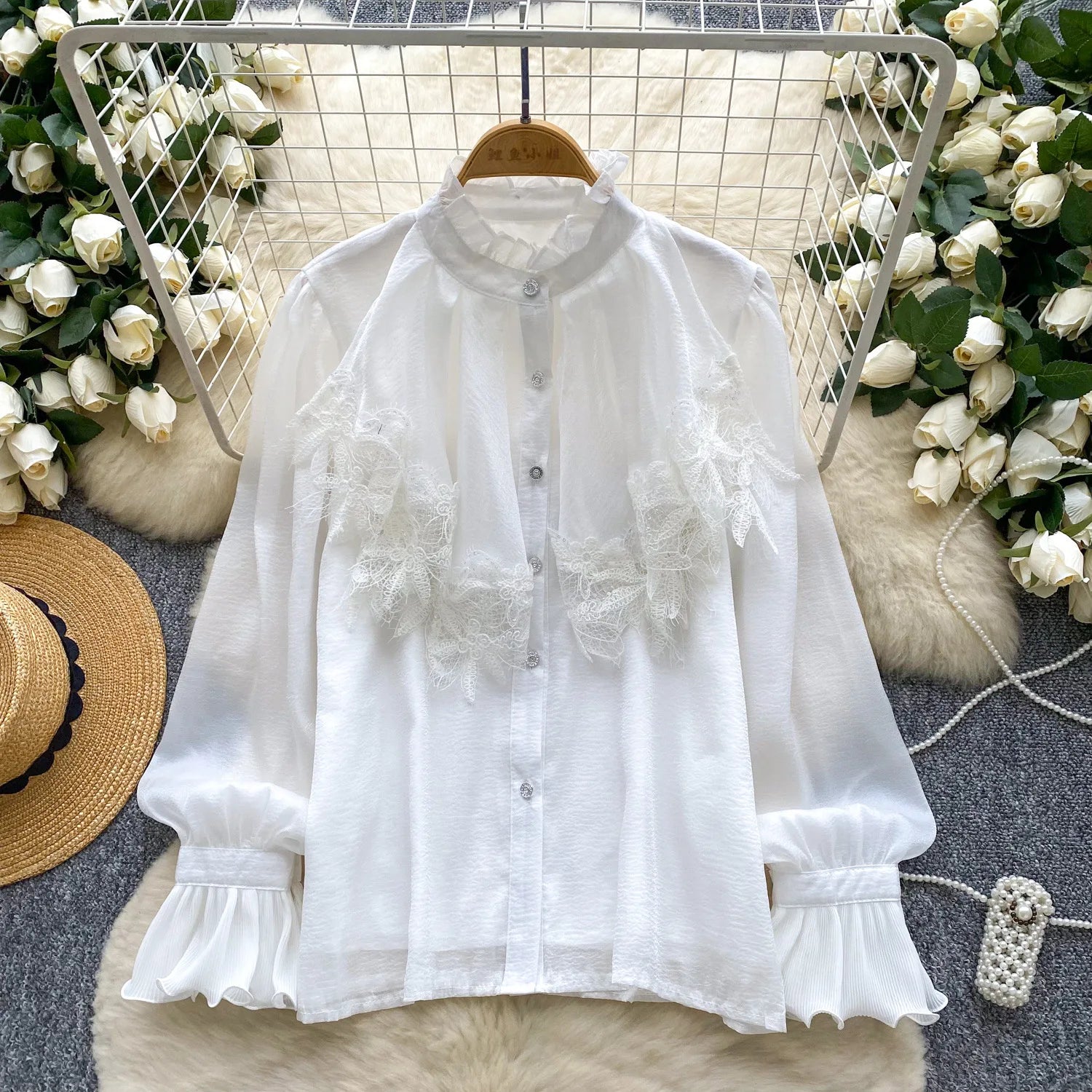 Stylish Round-Neck Lace Top