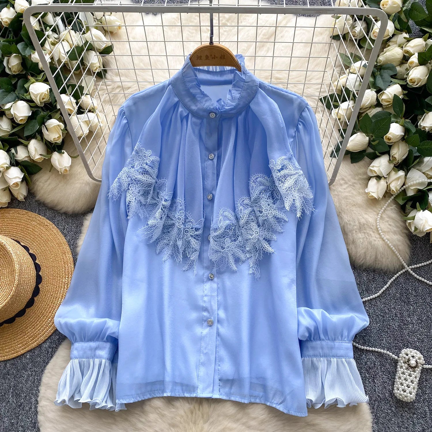 Stylish Round-Neck Lace Top
