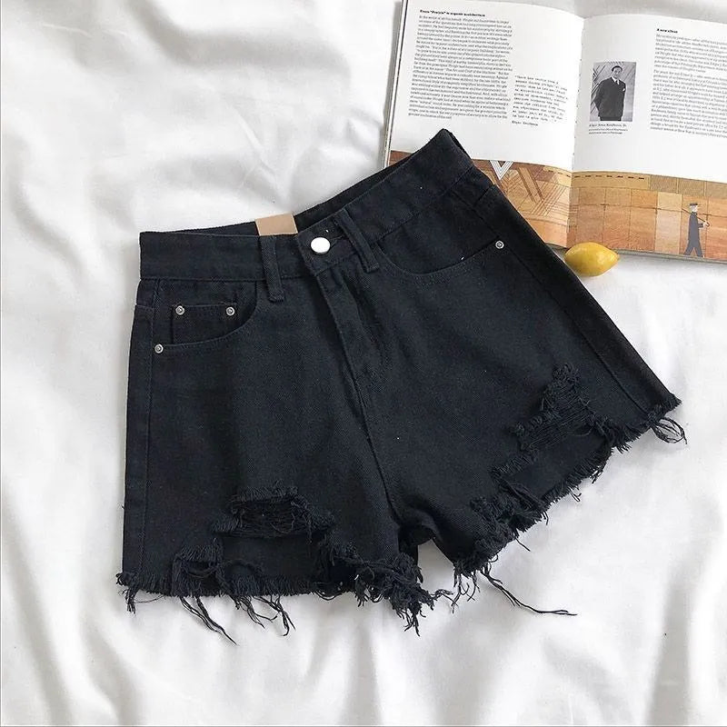 Chic High-Waist Ripped Denim Shorts