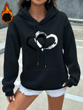 Heart Print Kangaroo Pocket Hoodie