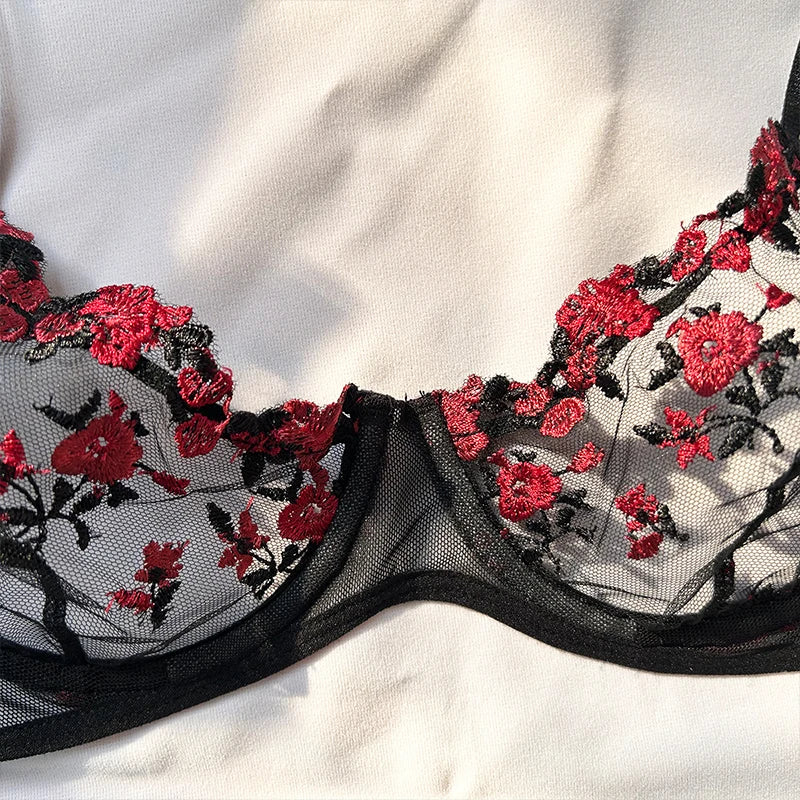 Floral Embroidered Bra & Panties Set