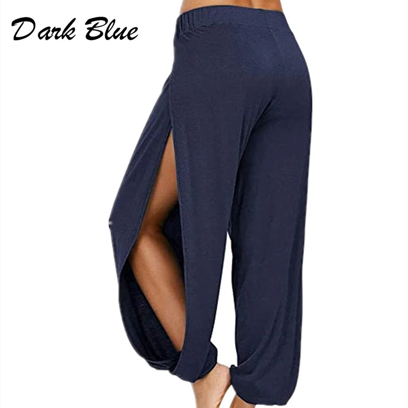 High-Waisted Slit Wide-Leg Pants
