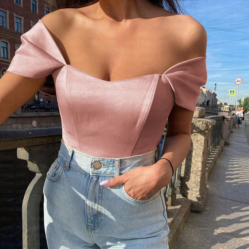 Elegant Off-Shoulder Corset Tank Top