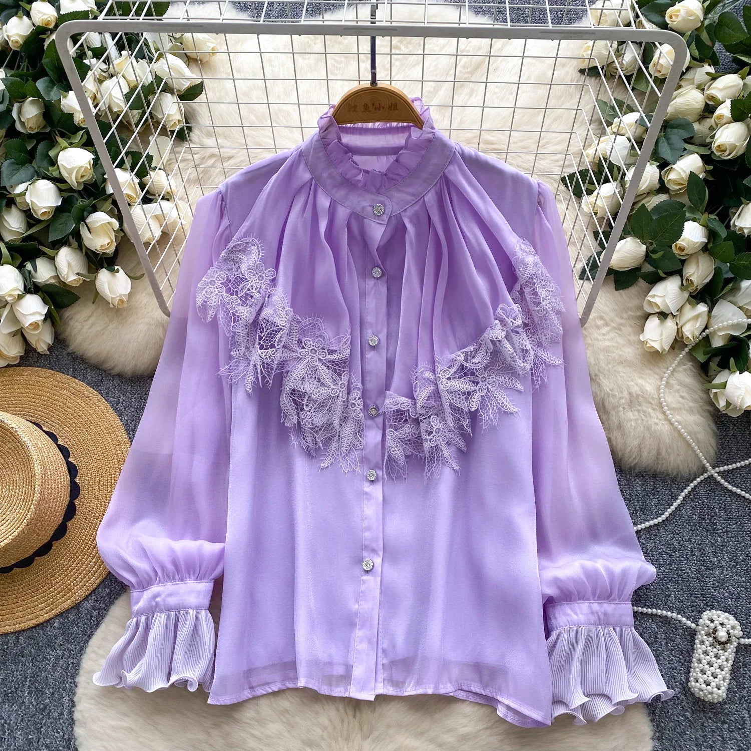 Stylish Round-Neck Lace Top